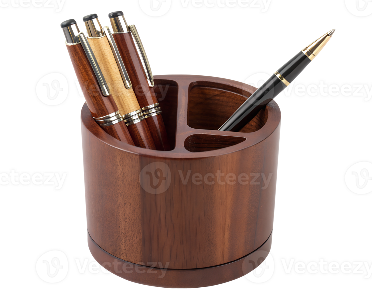 Smooth cylindrical pen organizer, modern design, eco-friendly material png