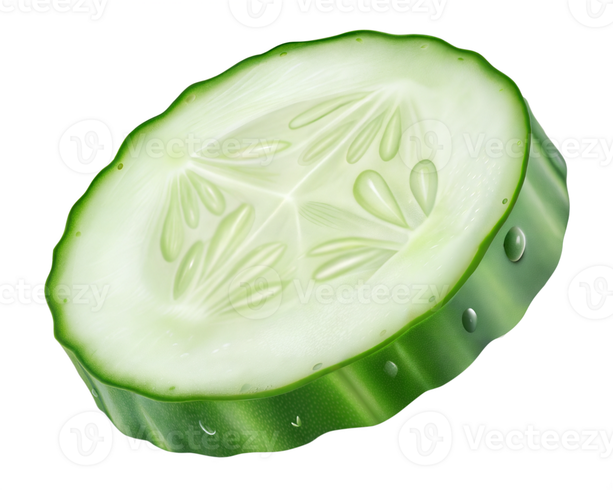 Fresh Green Cucumber Slice, Refreshing Vegetable On Transparent Background png