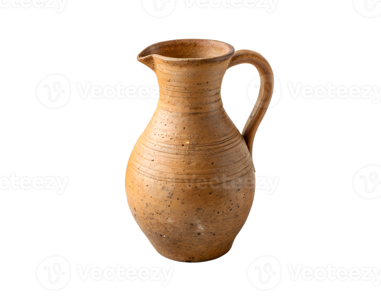 Handmade Clay Jug With Rustic Texture, Vintage Pottery On Transparent Background png