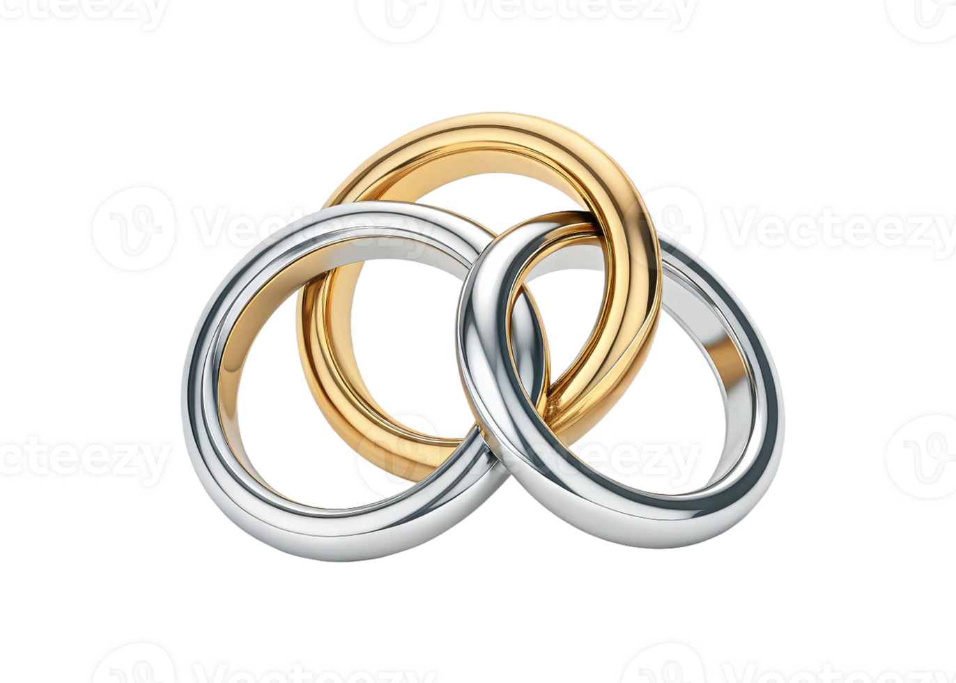 Intertwined Gold and Silver Rings Symbol of Unity, Love, and Marriage png