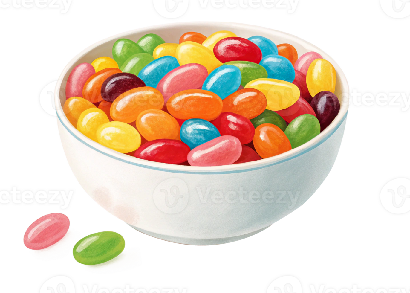 Colorful Jelly Bean Candy Bowl, Sweet Treats, Assorted Flavors png