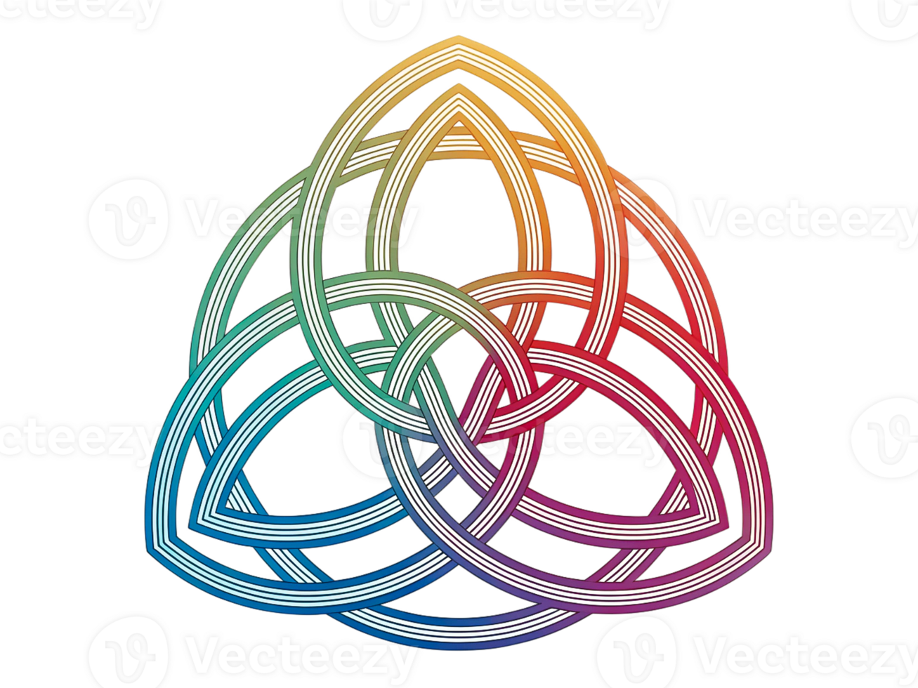 Rainbow Triquetra Knot Celtic Psychedelic Digital Art Design png