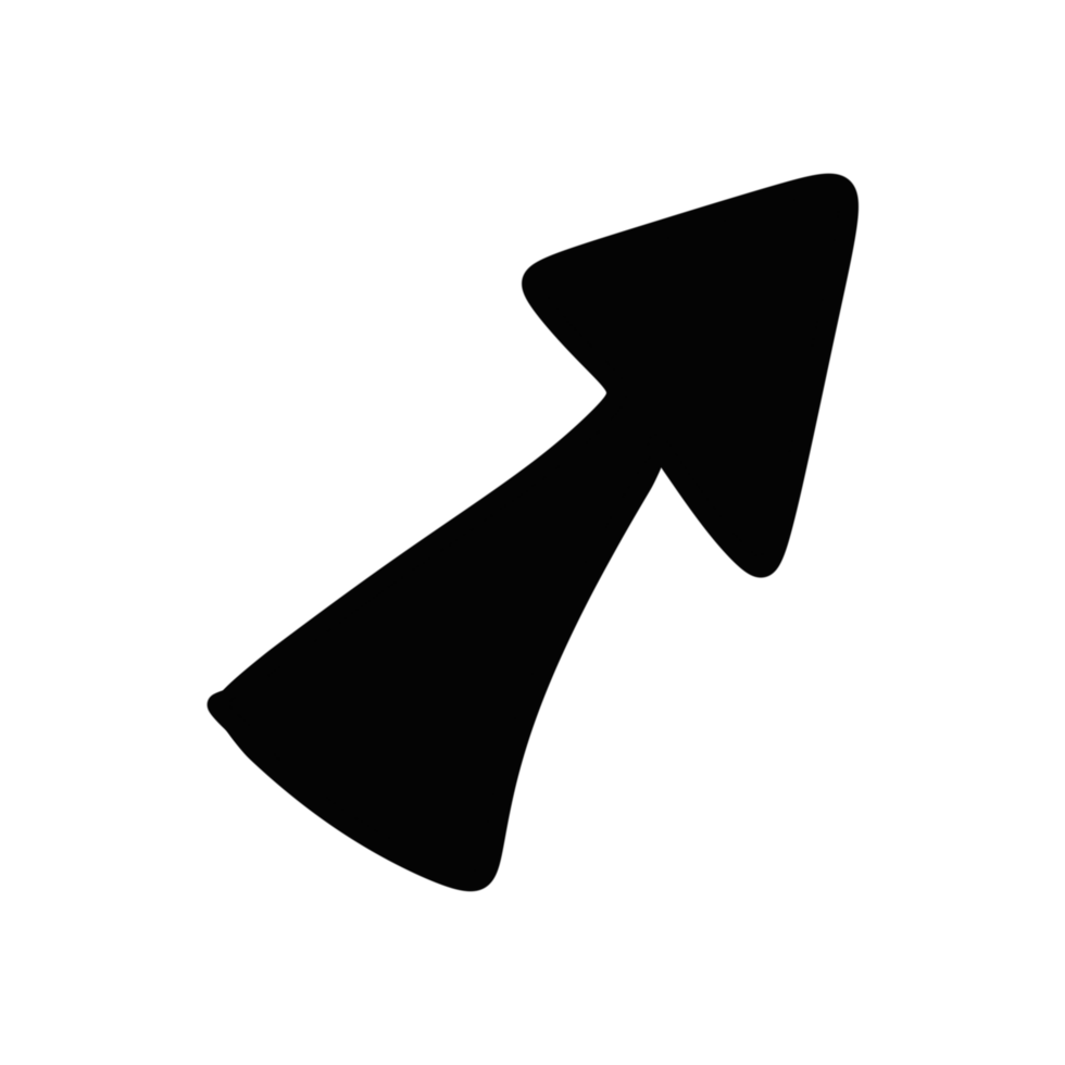 black arrow hand drawn illustration design isolated on transparent background png