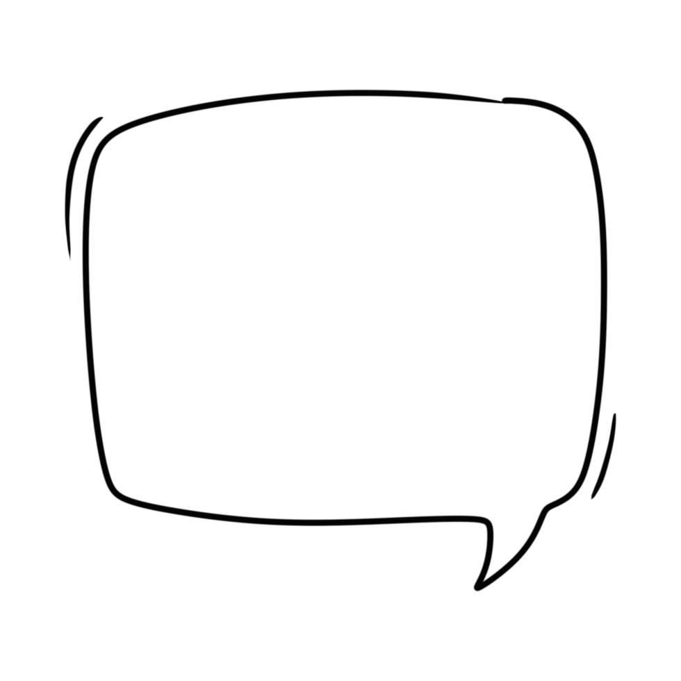 doodle square speech bubble illustration. isolated hand drawn text bubble design png