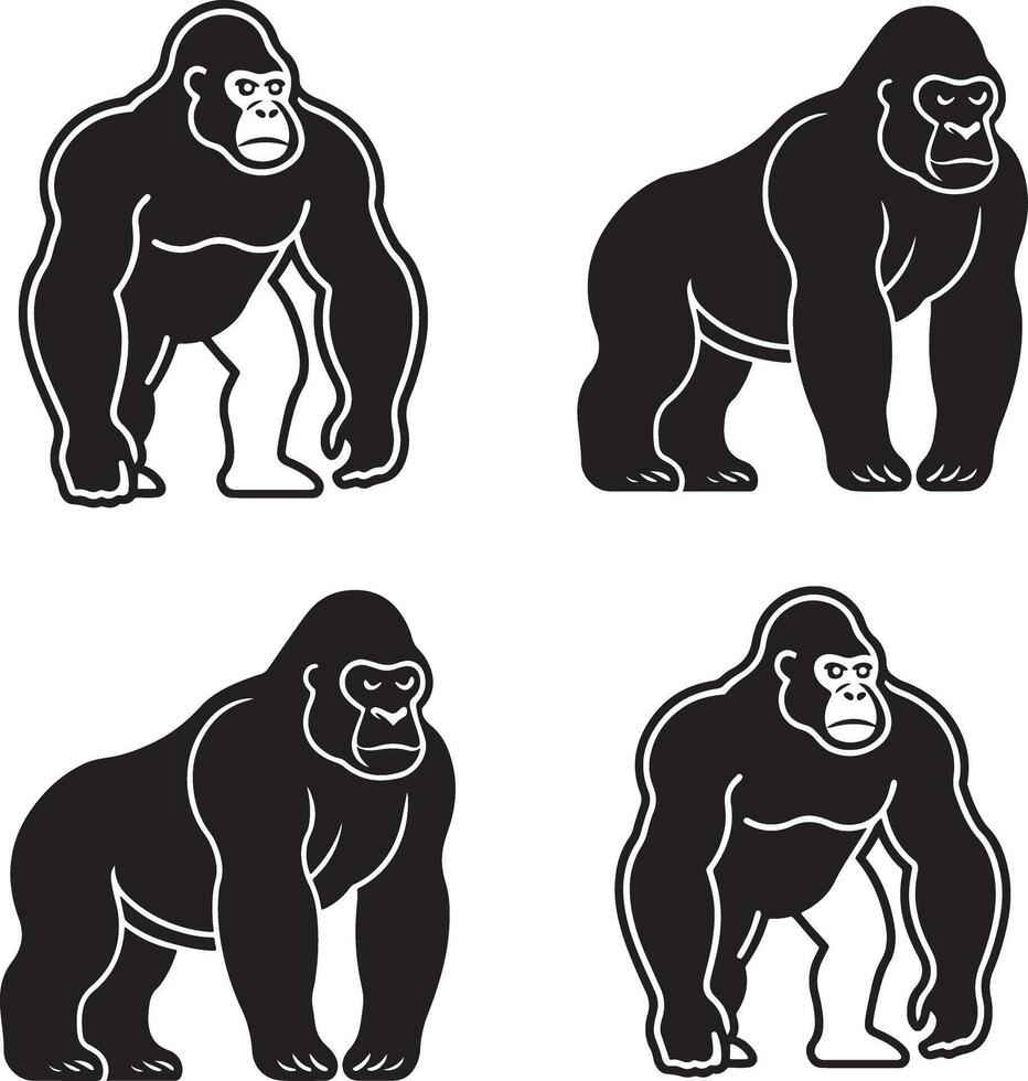 gorilla line art silhouette image vector