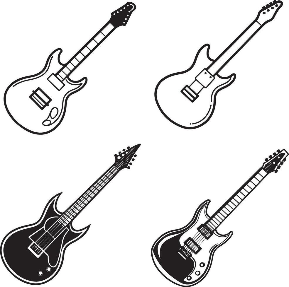 Guitar line art icon image illustration vector