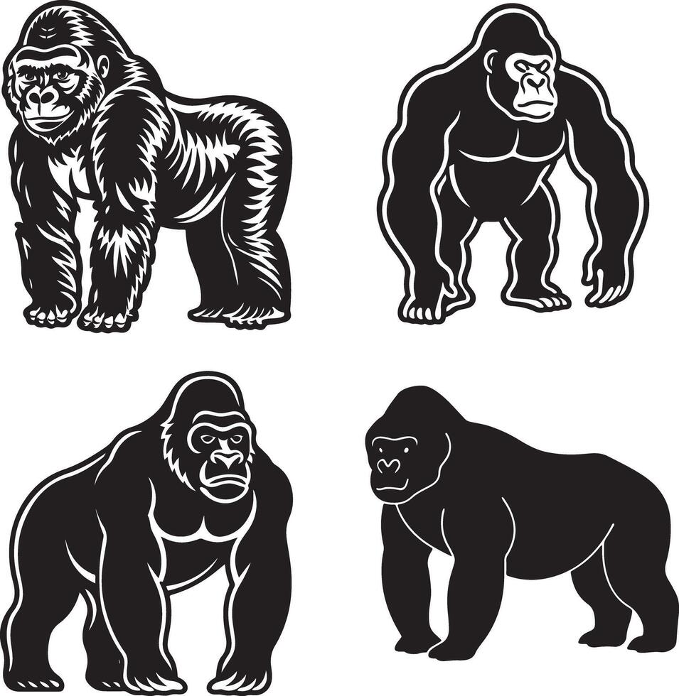 Gorilla line art design icon illustration vector