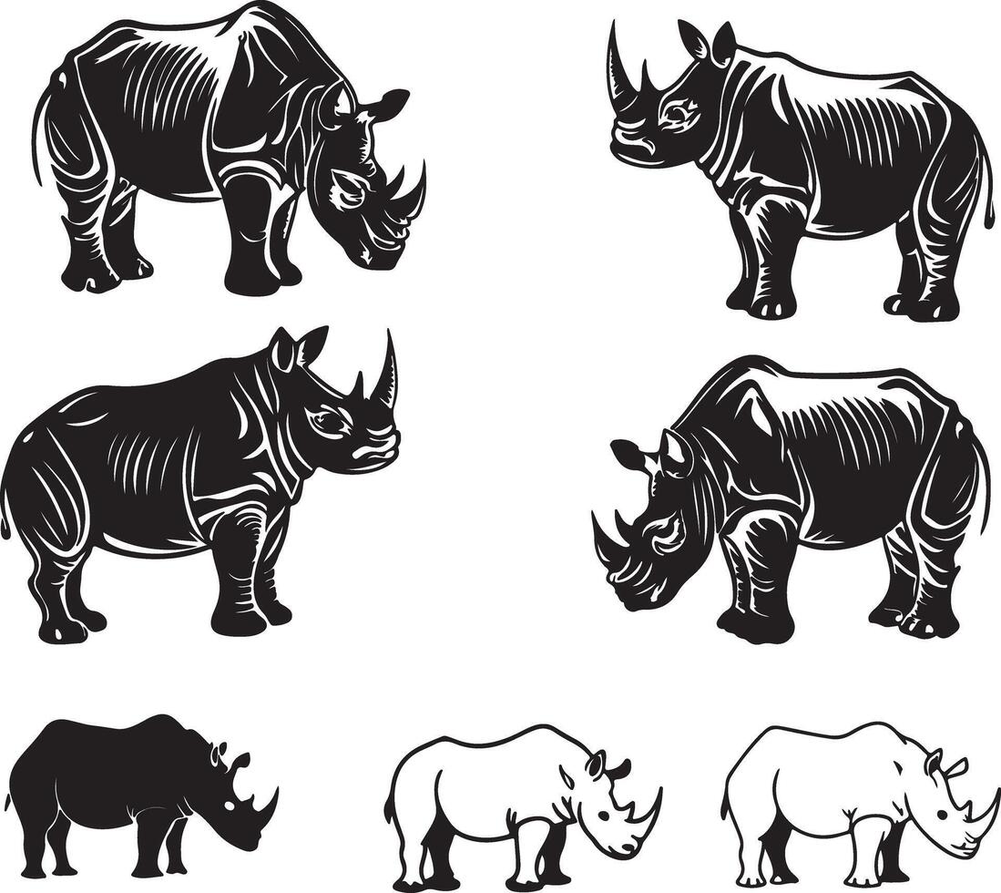 Rhinoceros line art black image vector