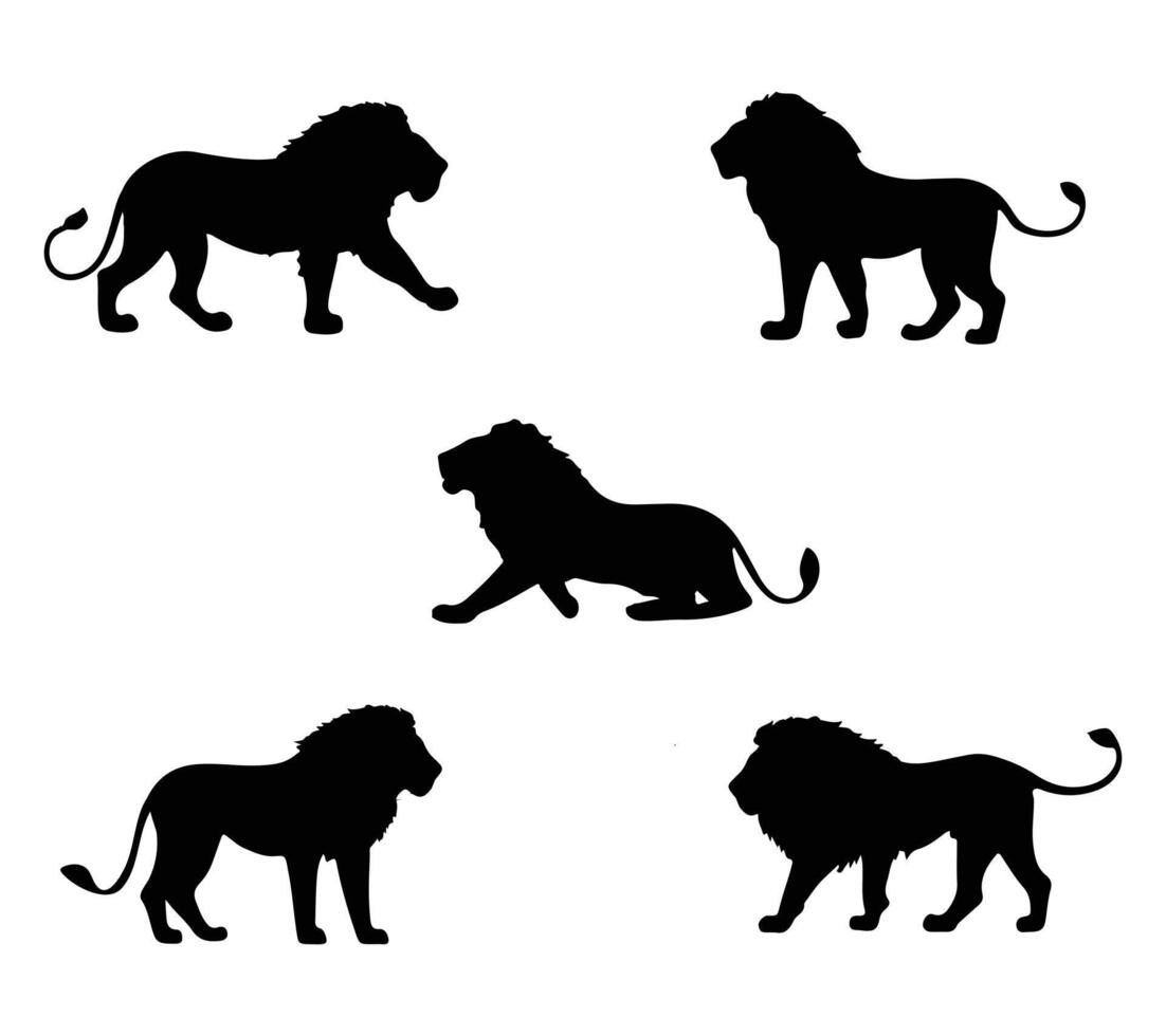A Pack of Lion Silhouette Set vector