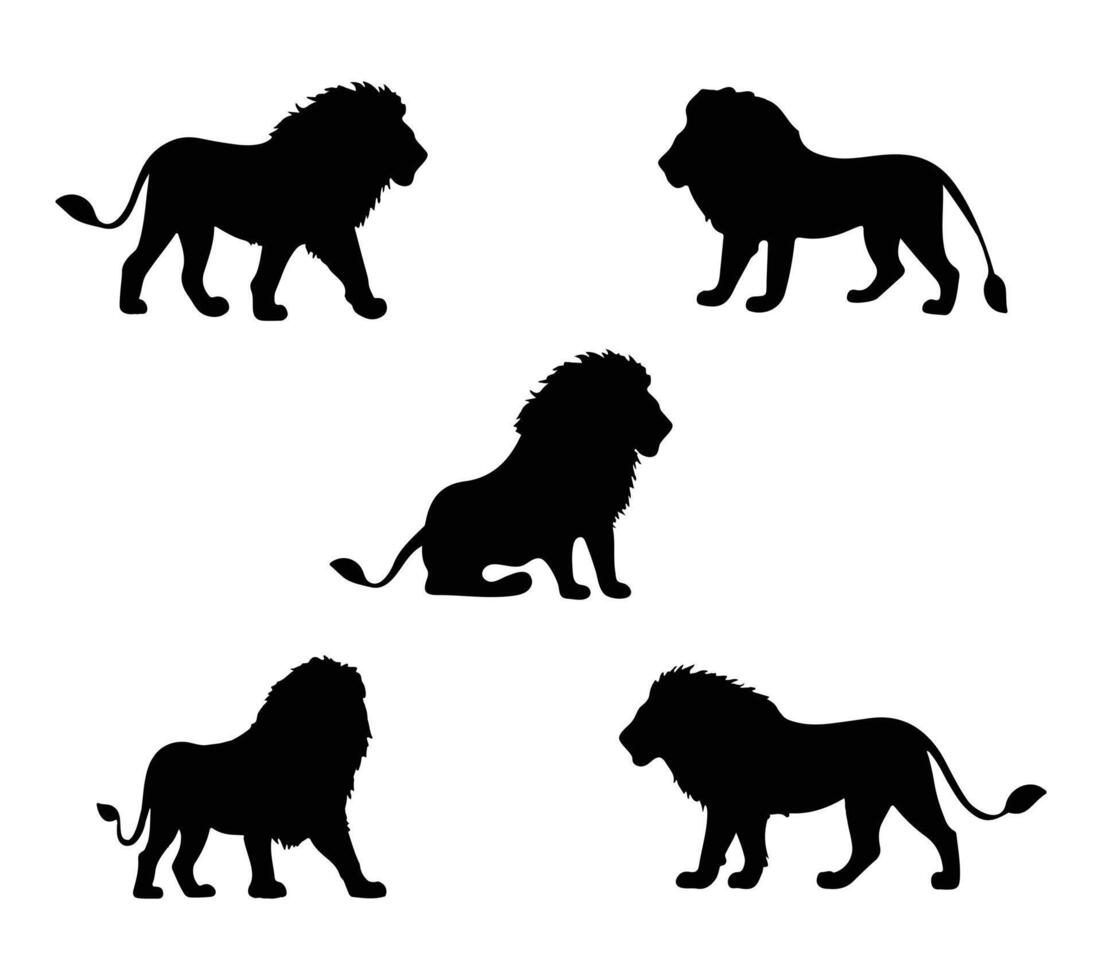 A Wild Lion Silhouettes Set vector