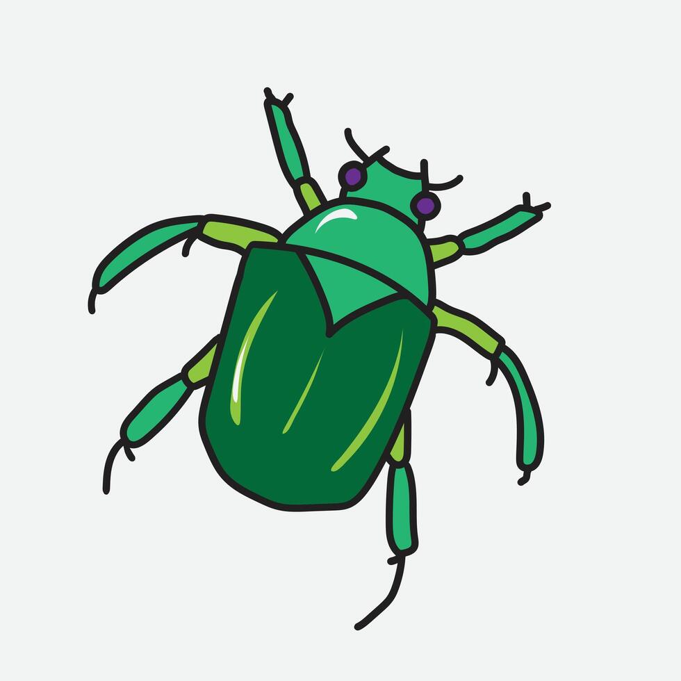 Green june Beetle Illustration with white Background vector
