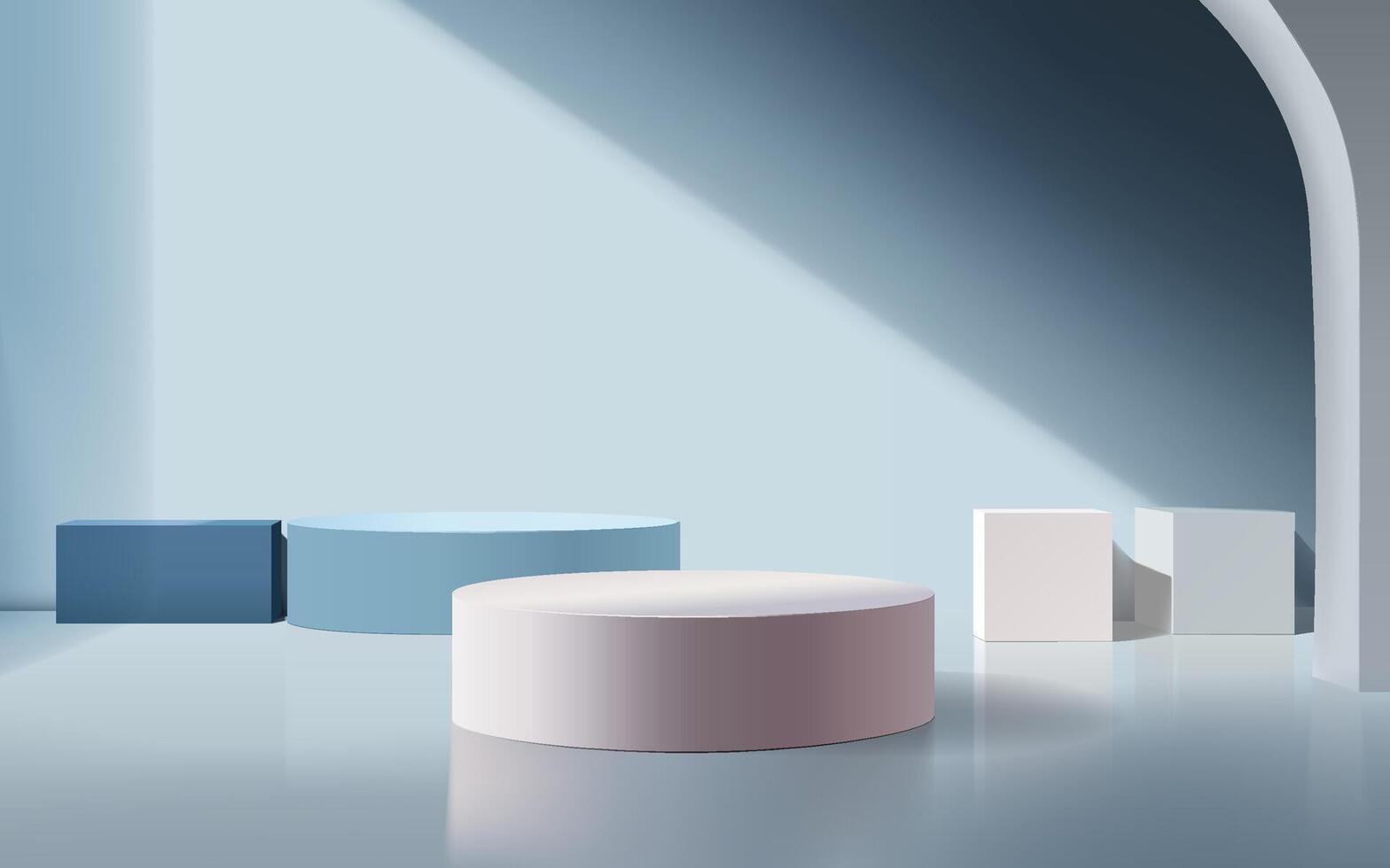 Minimalist Abstract 3D Geometric Podium with Soft Lighting vector