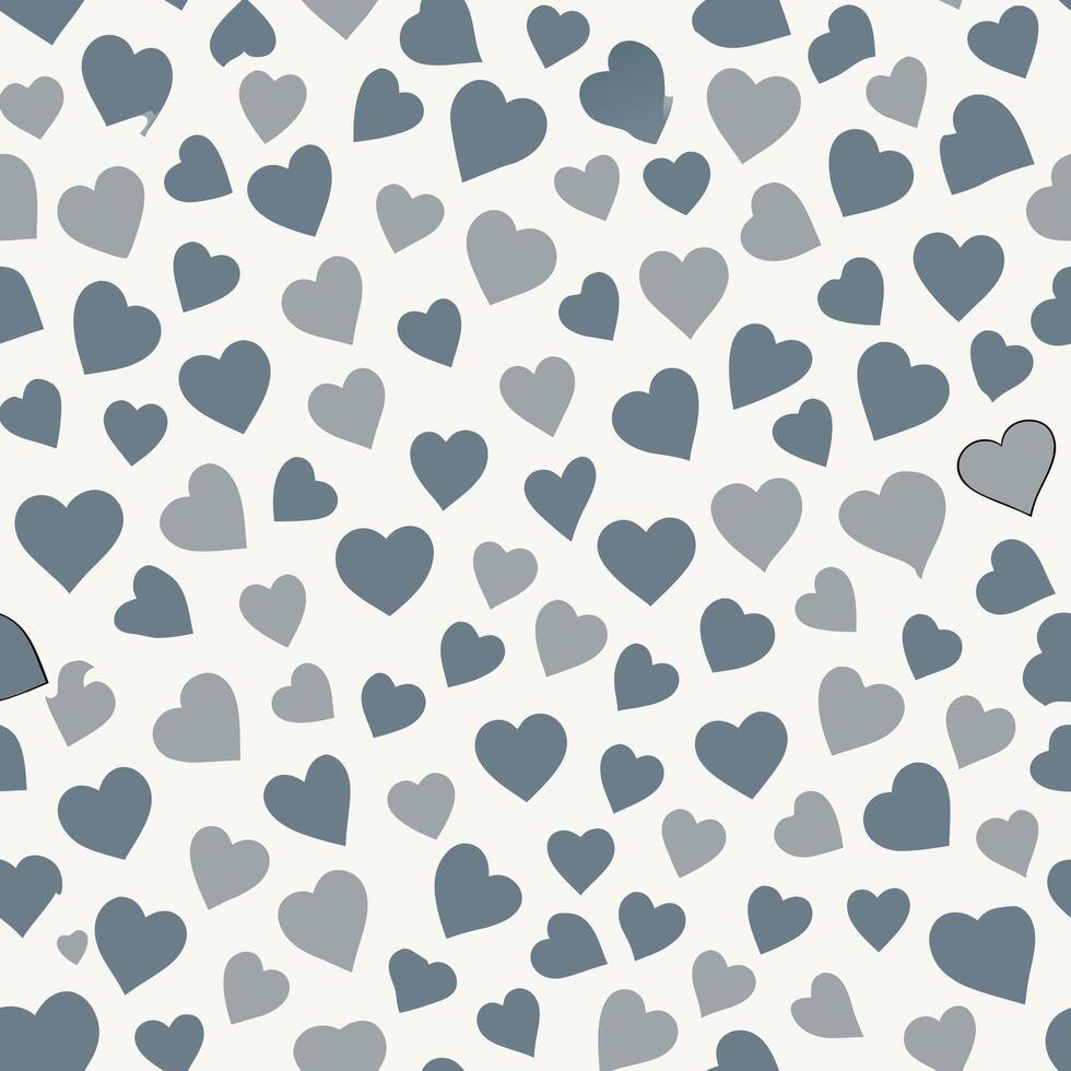 Monochrome heart patterns seamless design digital art minimalist style top-down view modern aesthetic vector