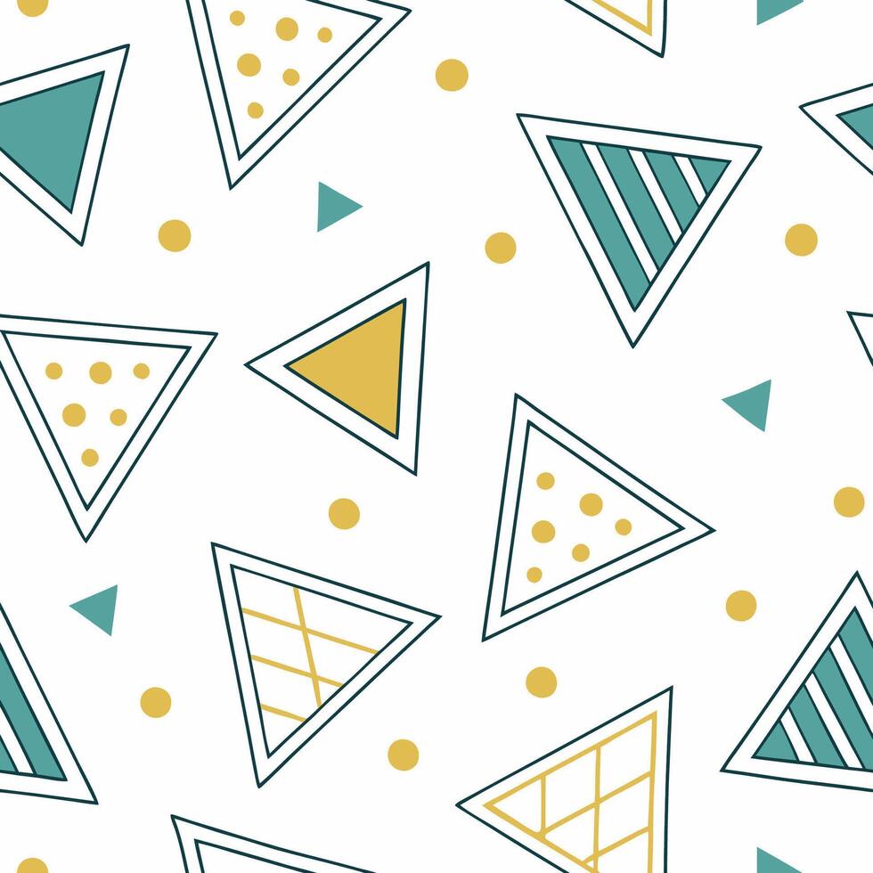 Geometric seamless pattern of small triangles and dots digital art modern design minimalist style vector
