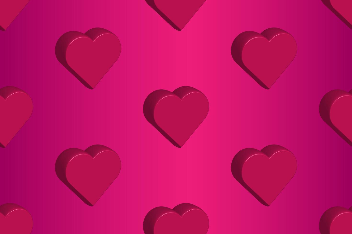 Decorative 3D pink hearts on gradient background. Seamless pattern. Can be used for wallpaper, textile, invitation card, wrapping, web page background. vector