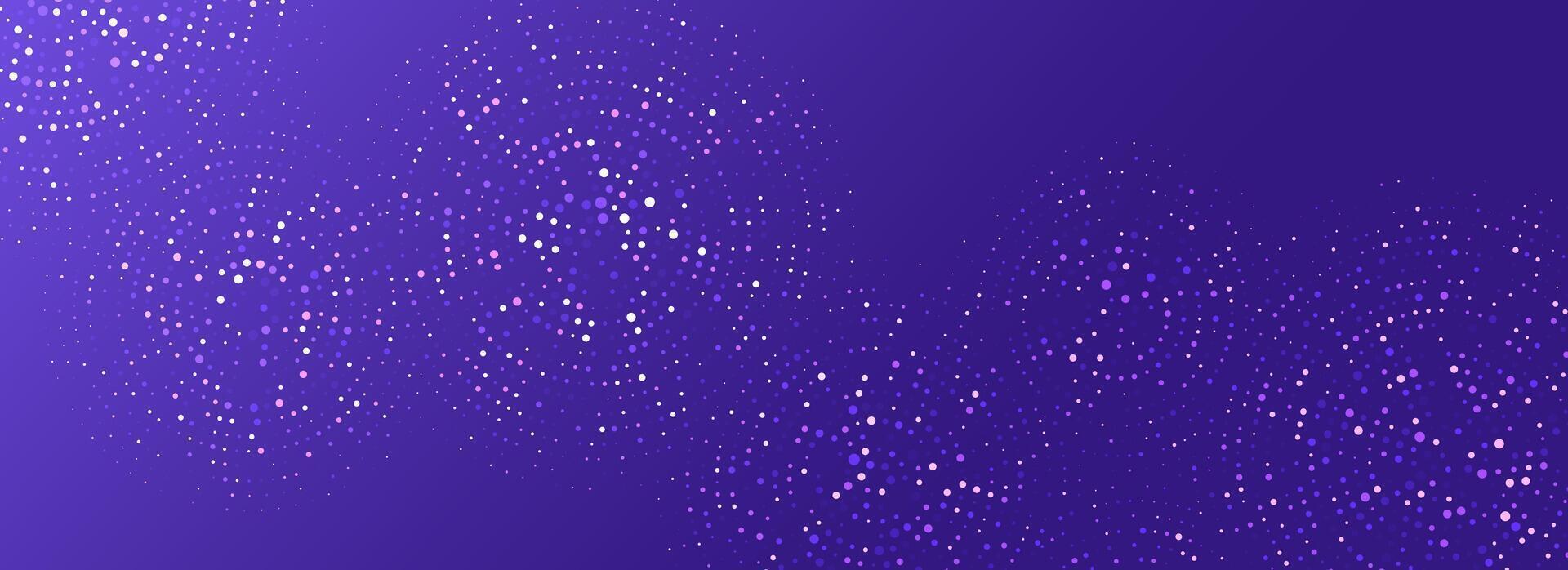 Purple digital technology pattern. Glowing dotted circle background. Abstract dot round grid backdrop for tech, business, science, healthcare, medicine, finance. Violet textured wallpaper vector