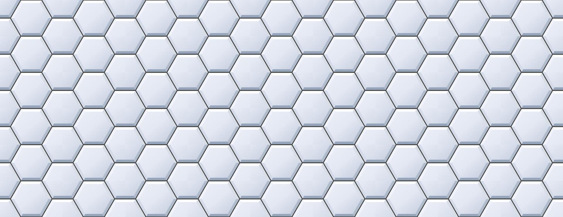 Seamless grey hexagon tile pattern. Honeycomb ceramic tiled texture for bathroom wall, kitchen floor, pool surface. Repeating mosaic grid background. Repeated light blue wallpaper. vector