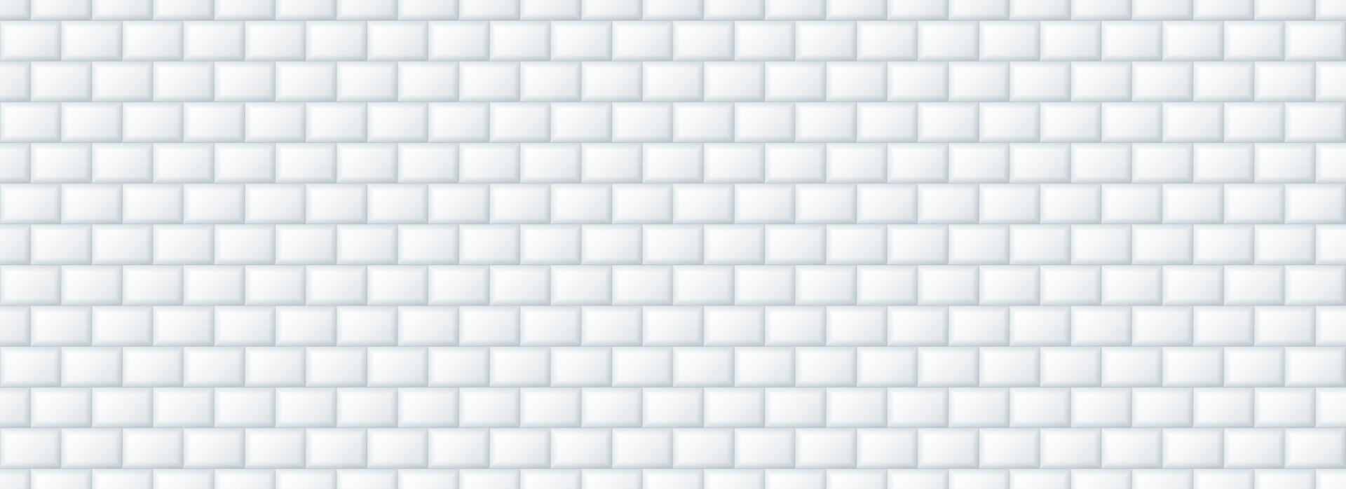Seamless grey tile pattern. Rectangle ceramic tiled texture for bathroom wall, kitchen floor, pool surface. Repeating light mosaic grid background. Repeated white brick backdrop. vector