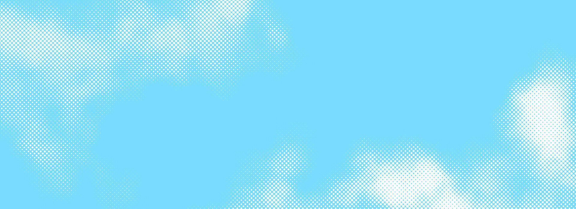 Halftone cloud background. White dotted clouds in blue sky. Pop art heaven wallpaper for banner, brochure, collage, poster, leaflet. Rasterized smoke, smog or fog texture. vector