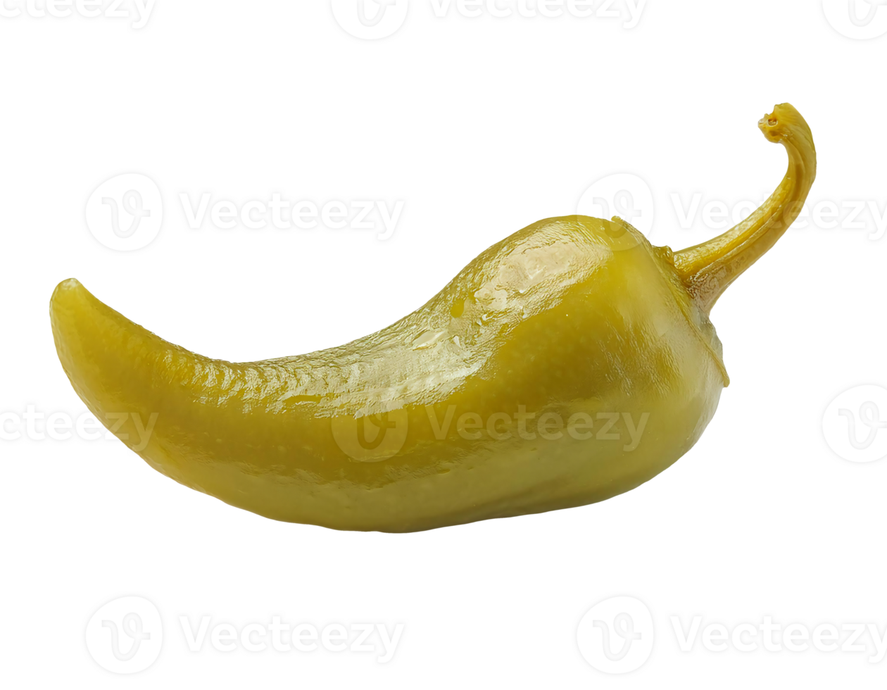 pickled chili pepper on isolated background, preserved spicy green pepper with glossy texture, fermented hot vegetable, gourmet condiment for cooking and seasoning png