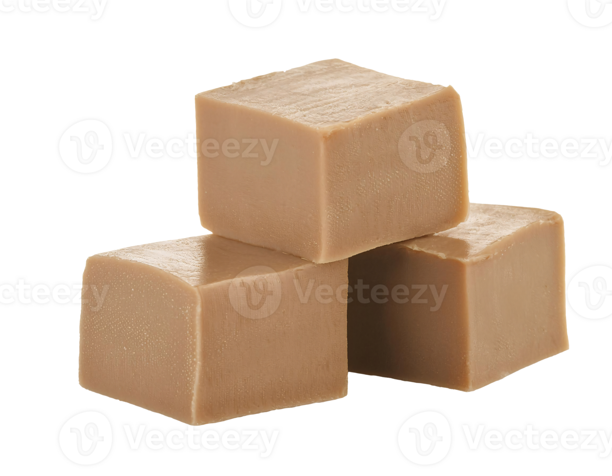 classic caramel fudge cubes, soft and creamy confectionery, sweet and buttery dessert, rich and chewy texture, on isolated background png