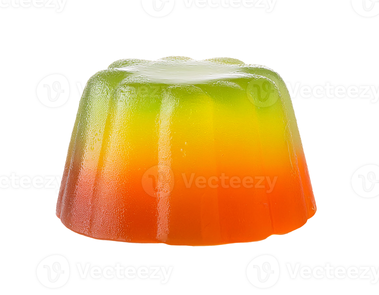 colorful fruit jelly dessert, vibrant layered gelatin treat, sweet and refreshing snack, glossy texture, on isolated background png