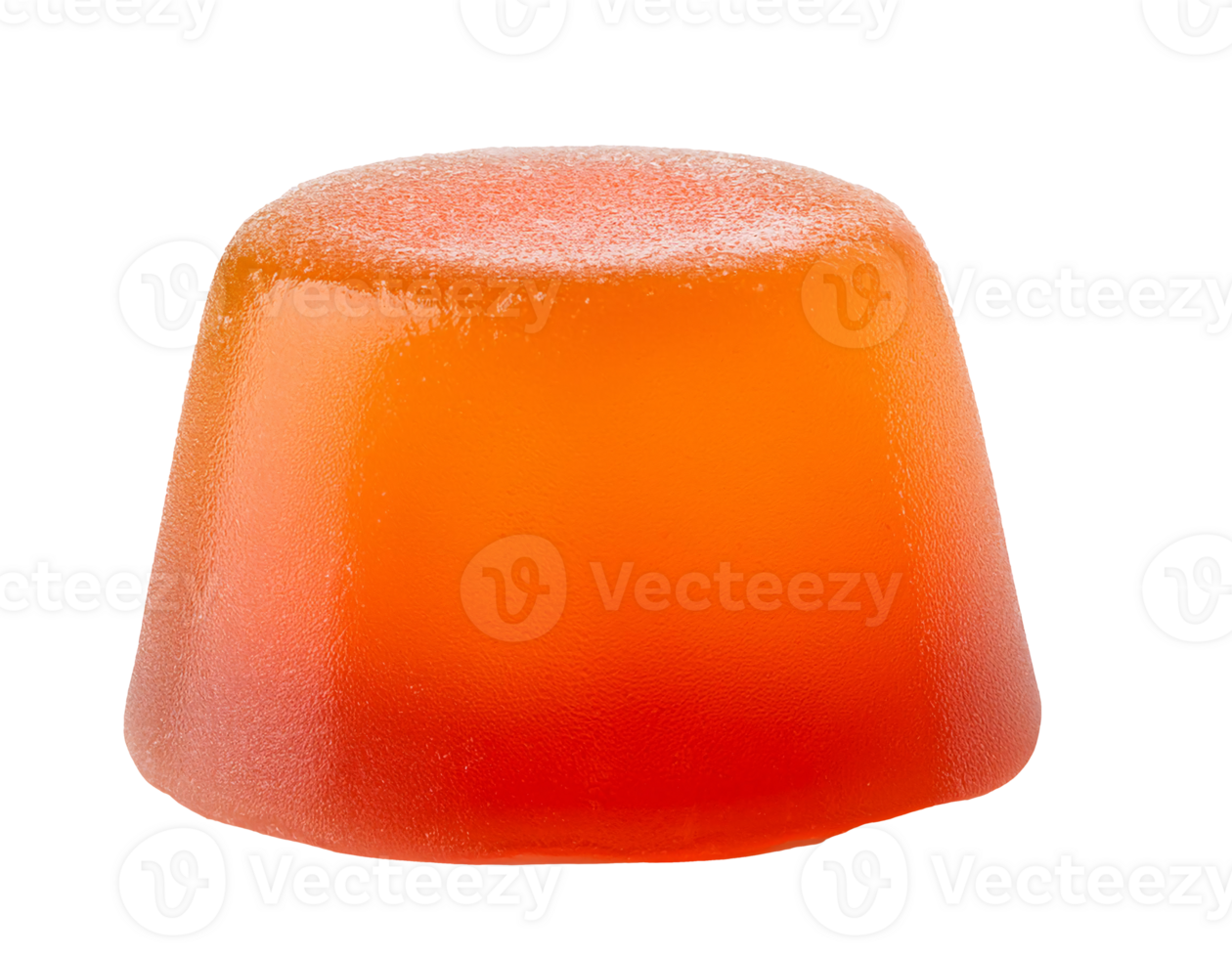 orange fruit jelly dessert, sweet and glossy gelatin treat, soft and chewy texture, refreshing snack, on isolated background png