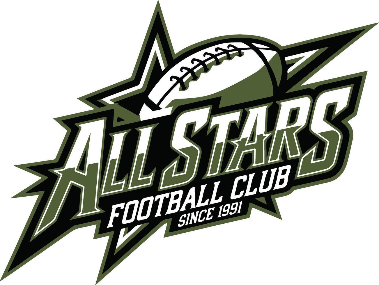 A dynamic and energetic logo with a football vector