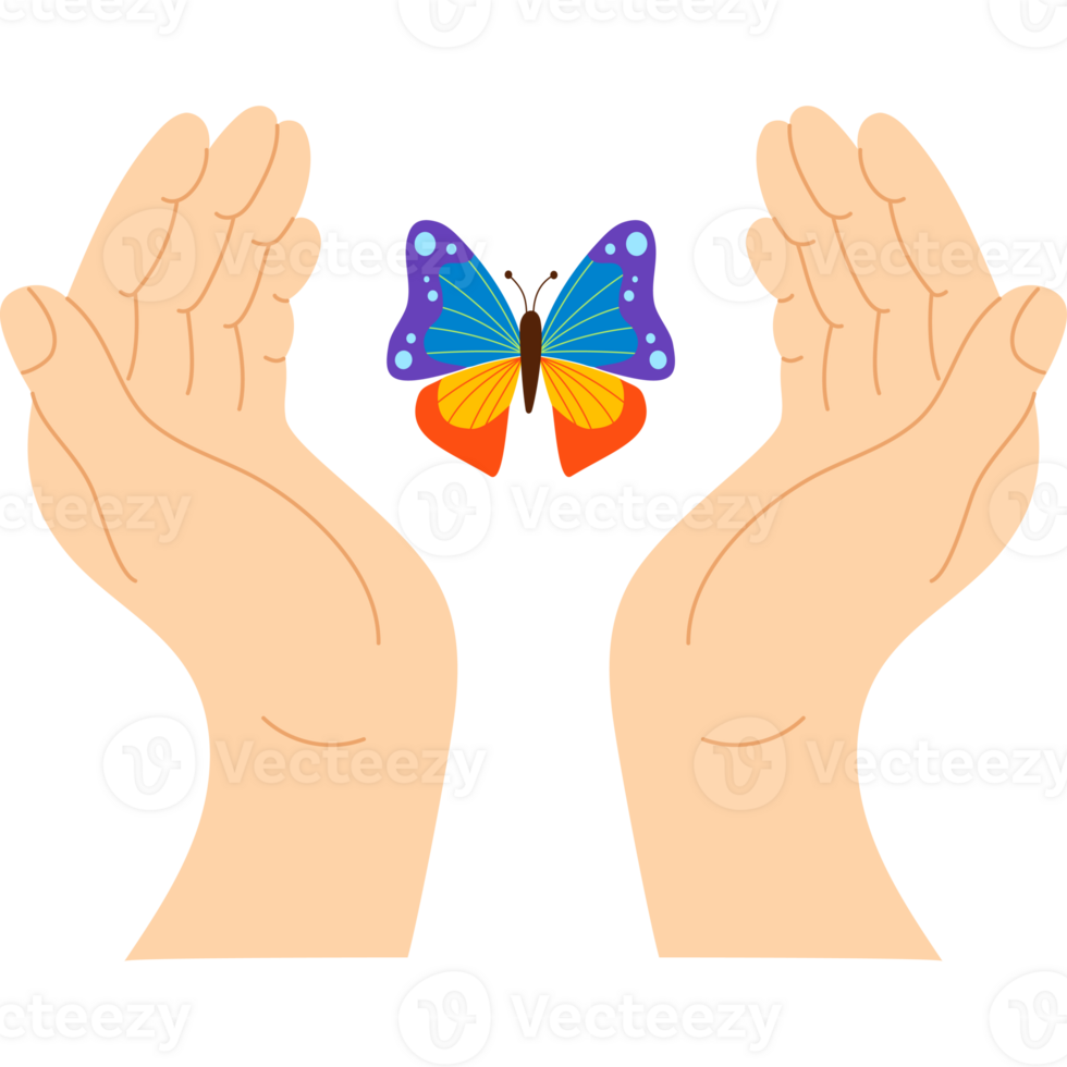 Zero Discrimination Day. Hands with Butterfly in middle png