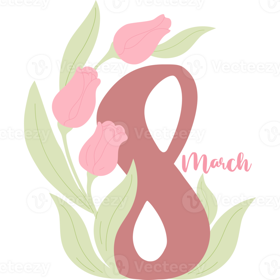 Women Day 8 March with Tulip Flowers png