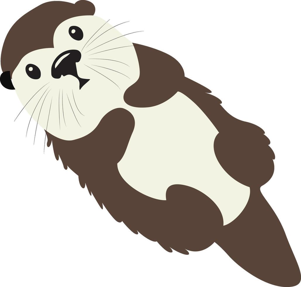 Cute Cartoon Sea Otter Floating Back vector