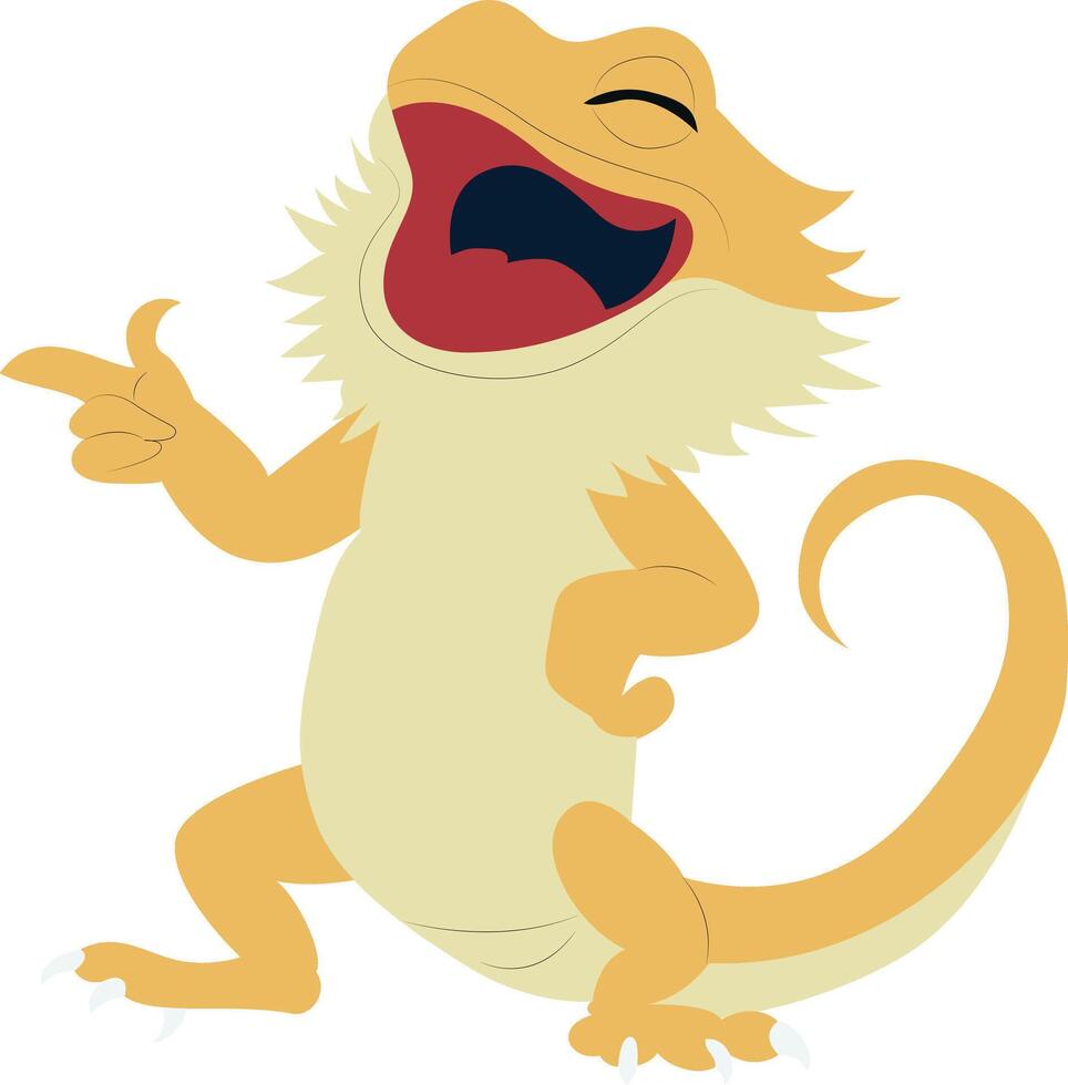 Happy Bearded Dragon Cartoon Pointing vector