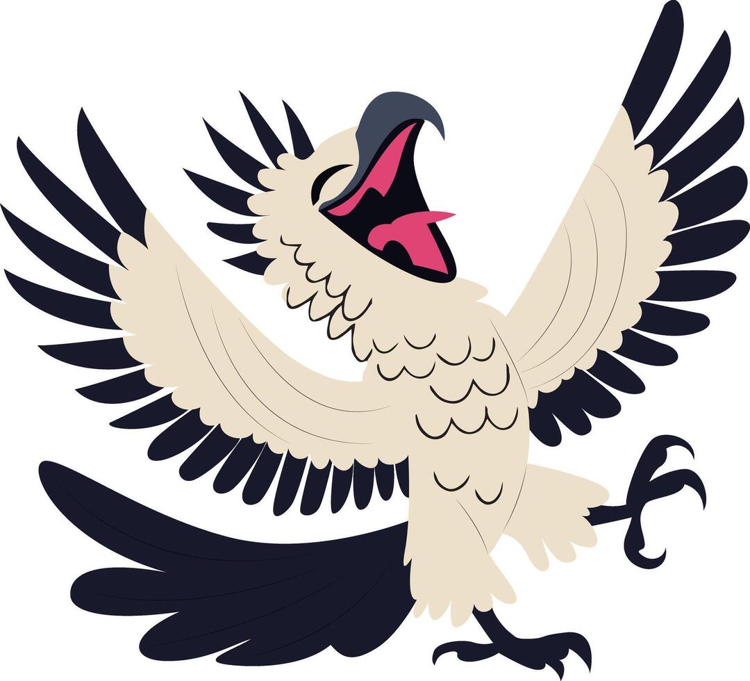 Cartoon Bird Wings Open Singing vector