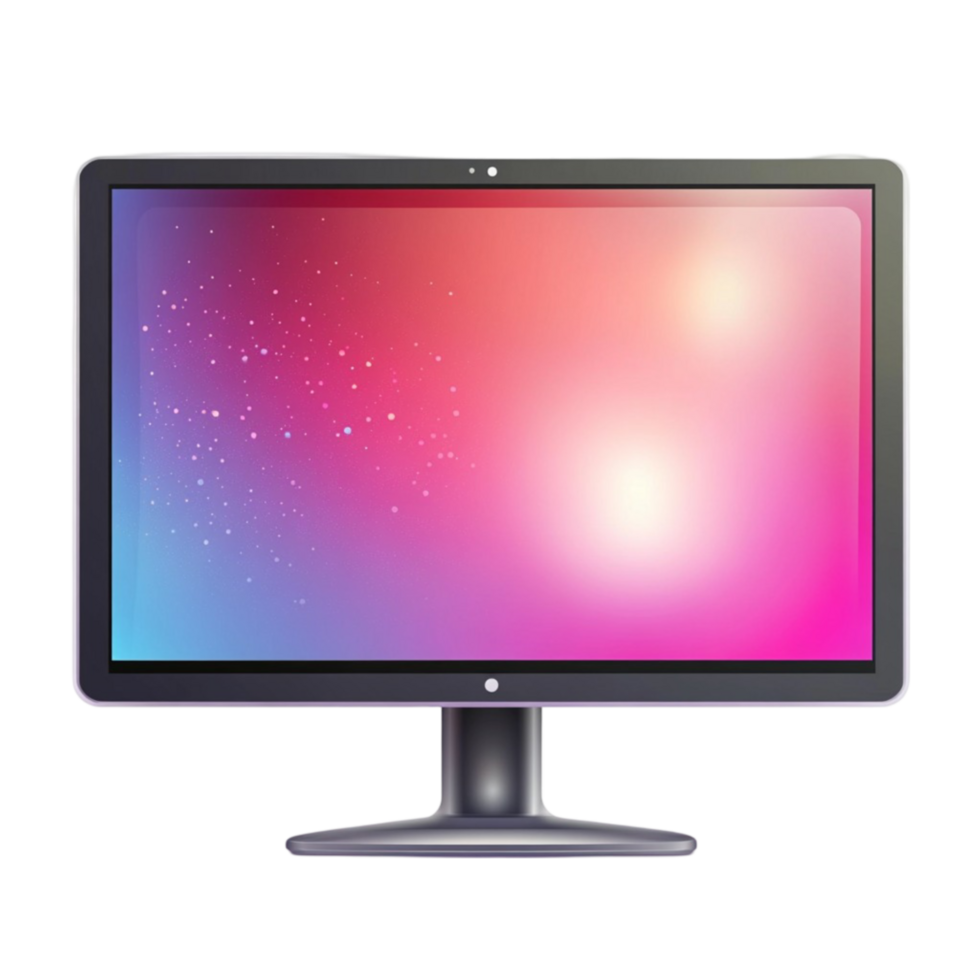 A computer monitor with a pink and purple colour png