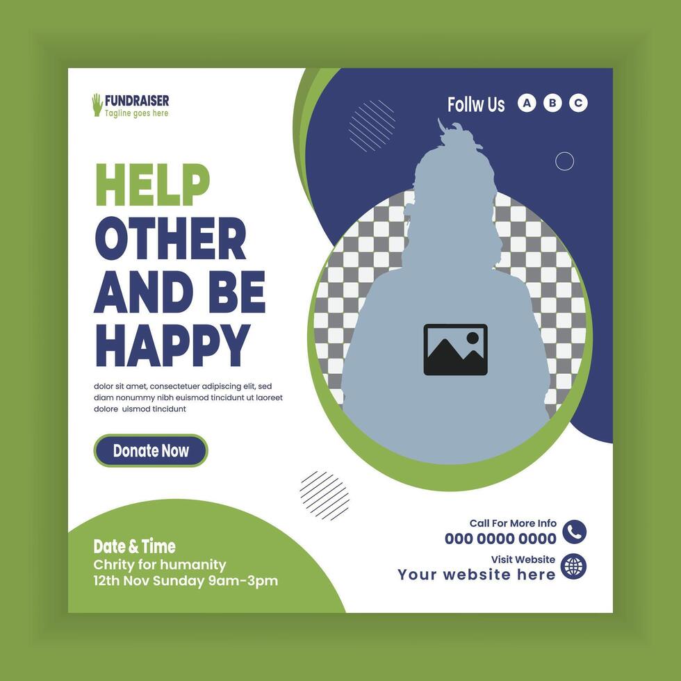 Charity activities Square social media post template design or fundraiser event online banner template vector