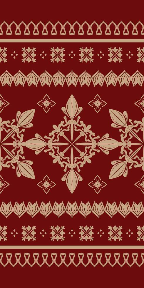 Timeless Luxury Beauty Gold Silk Embroidery on Burgundy Background Pattern. Elegant Rich Border Seamless for High Class Design Fashion. Opulence Royal Scroll Apparel Decoration, texture, hand. vector
