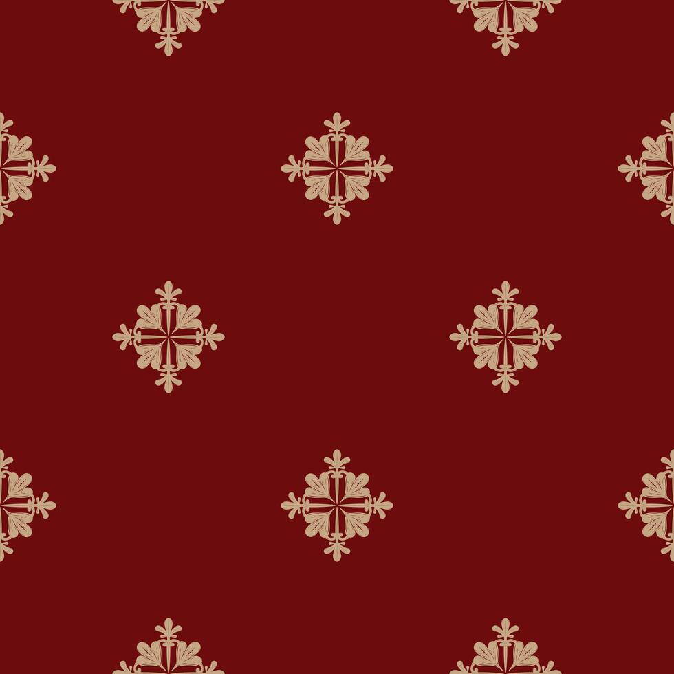 Detailed Monogram of Nature Golden Burgundy Background. The Royal Luxury of Minimal Geometric scroll Ornament Pattern. Hand draw, tie, men's wear, wrapping, less is more, rich, seamless lace florals vector