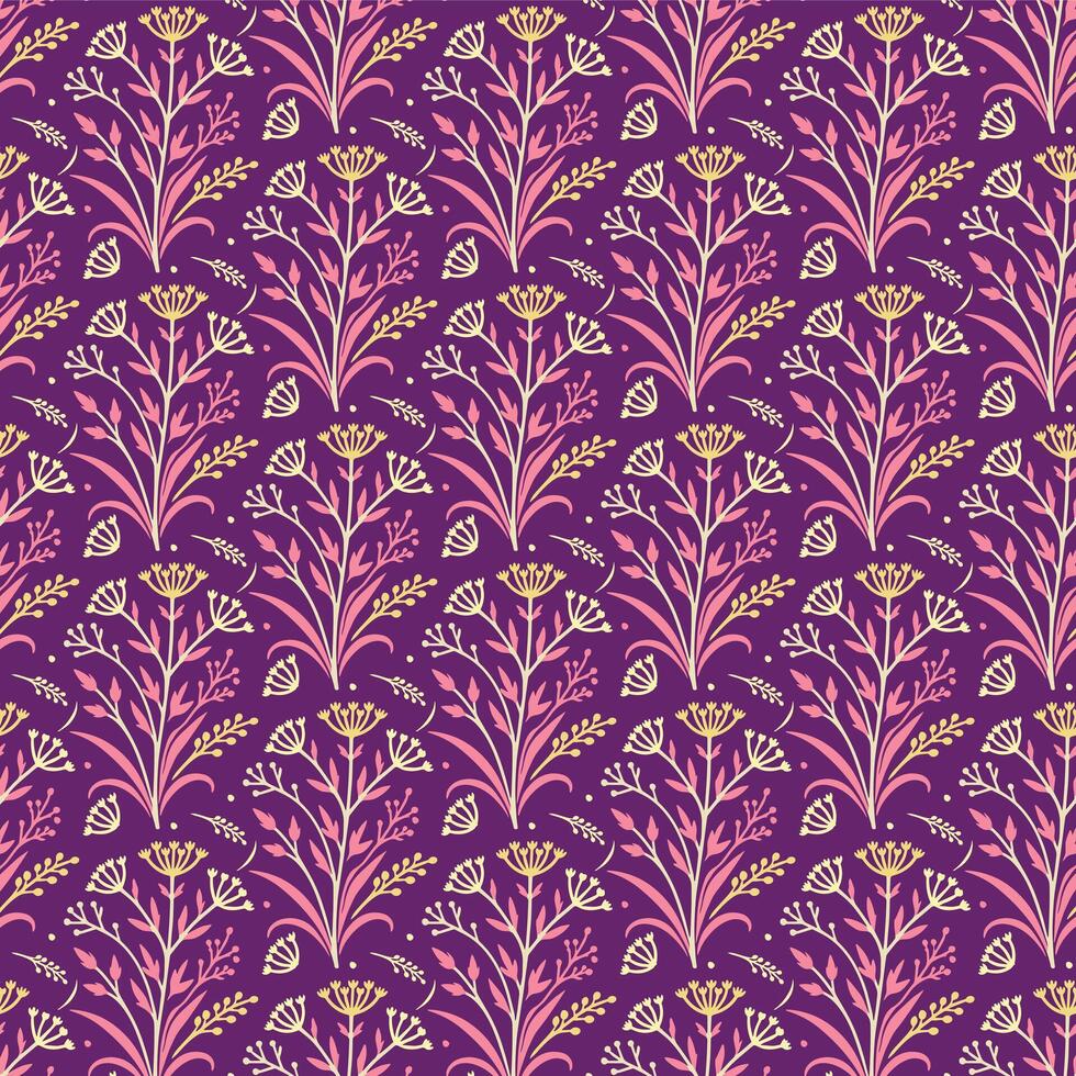 beautiful floral seamless wallpaper pattern with botanical artwork for textile and print design vector