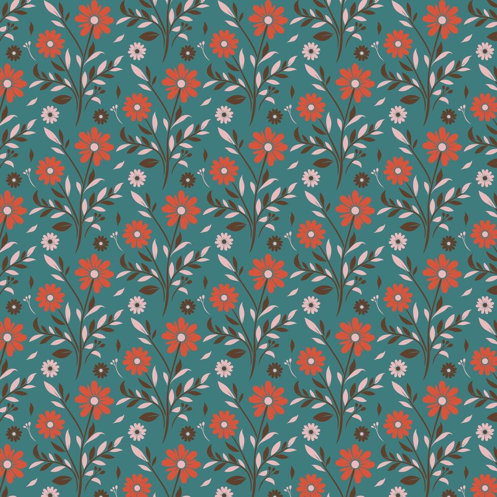 luxurious floral all over print design with intricate botanical details for bedding and fabric vector