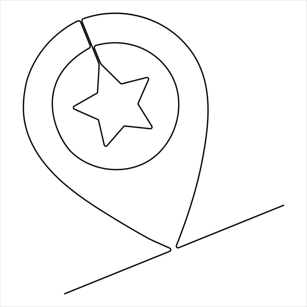 Star and location editable single line continuous one line art design illustration vector