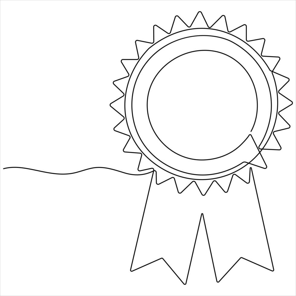 Single continuous line drawing of award badge line art design illustration vector