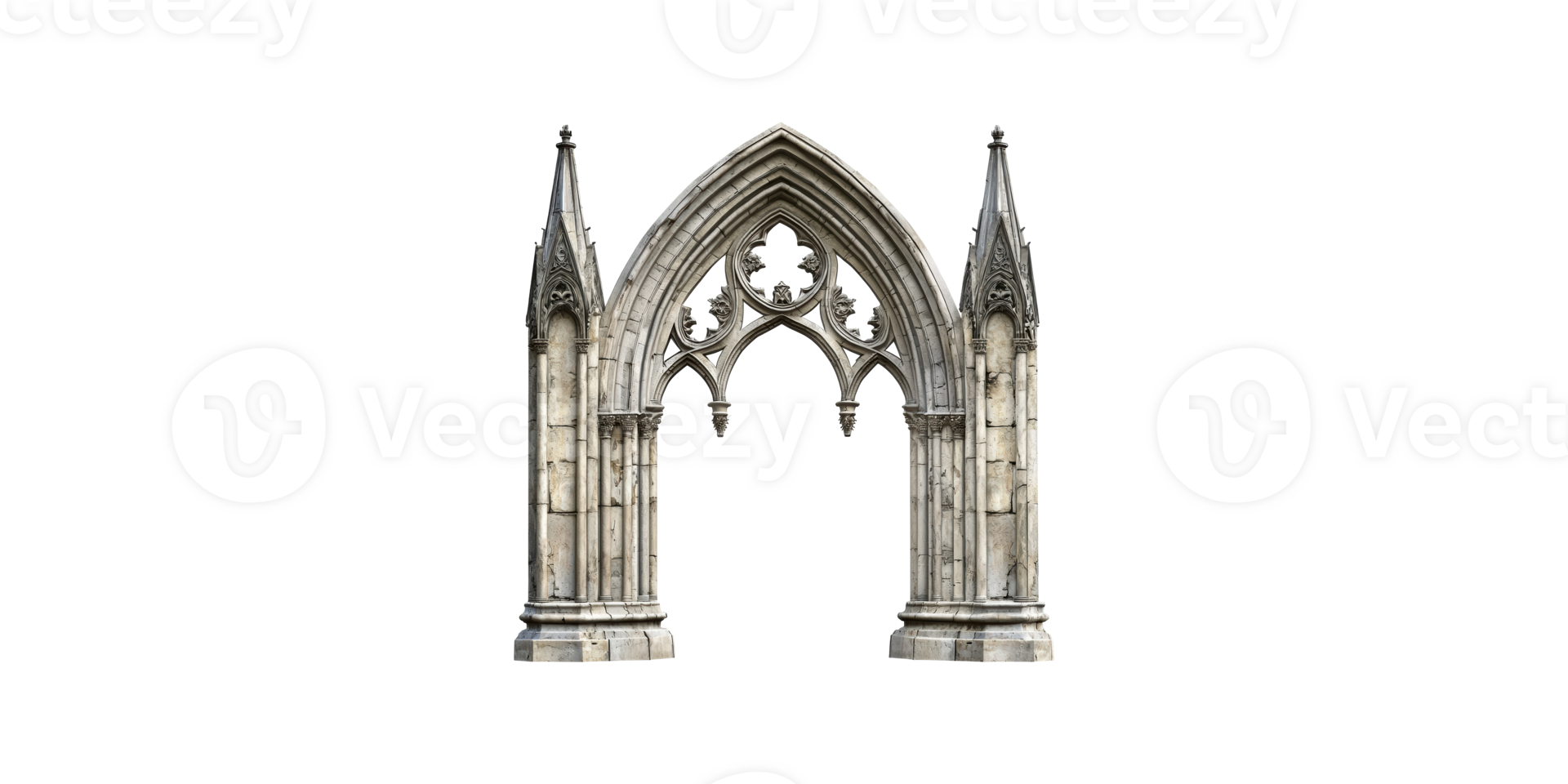 Gothic arch structure with ornate details isolated on transparent background png
