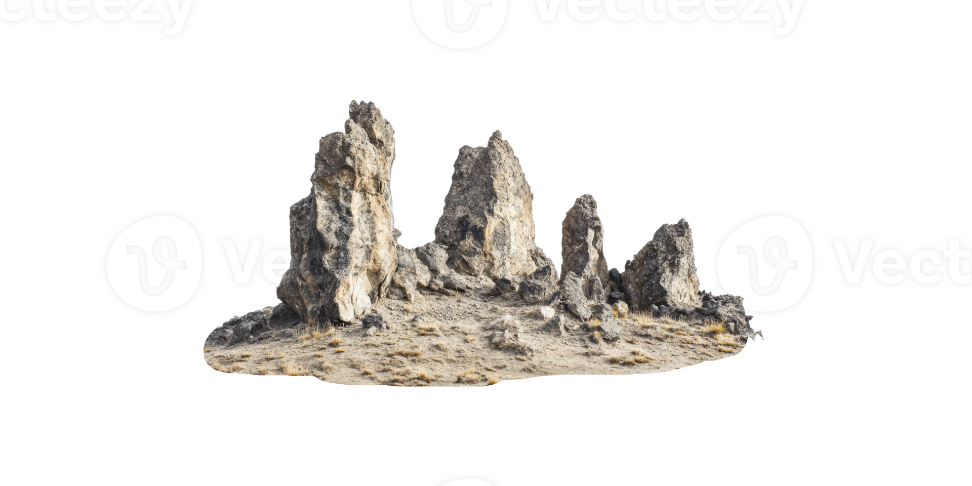 Rocky outcrop with jagged peaks isolated on transparent background png