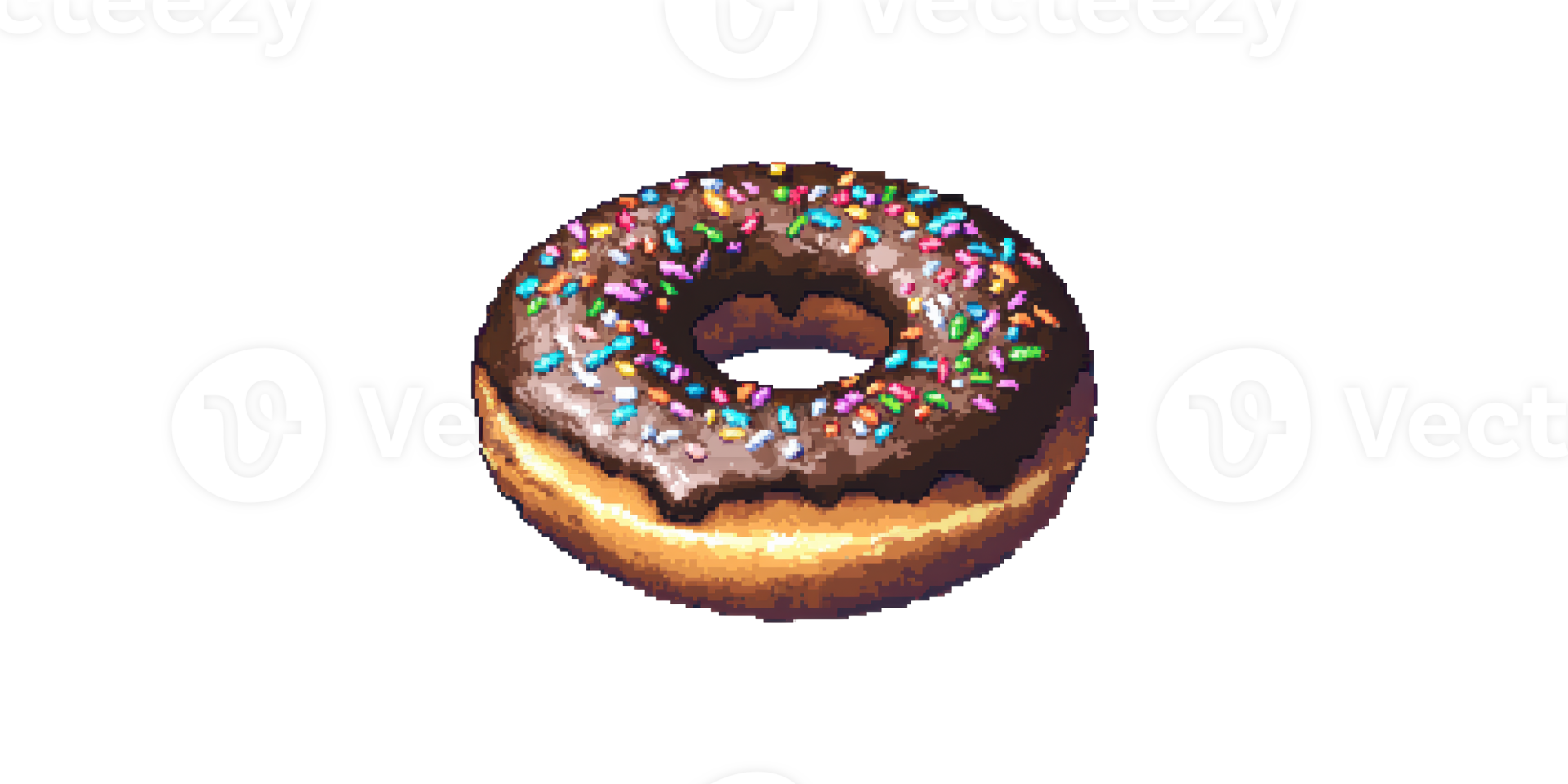 Chocolate donut with colorful sprinkles isolated on transparent background png