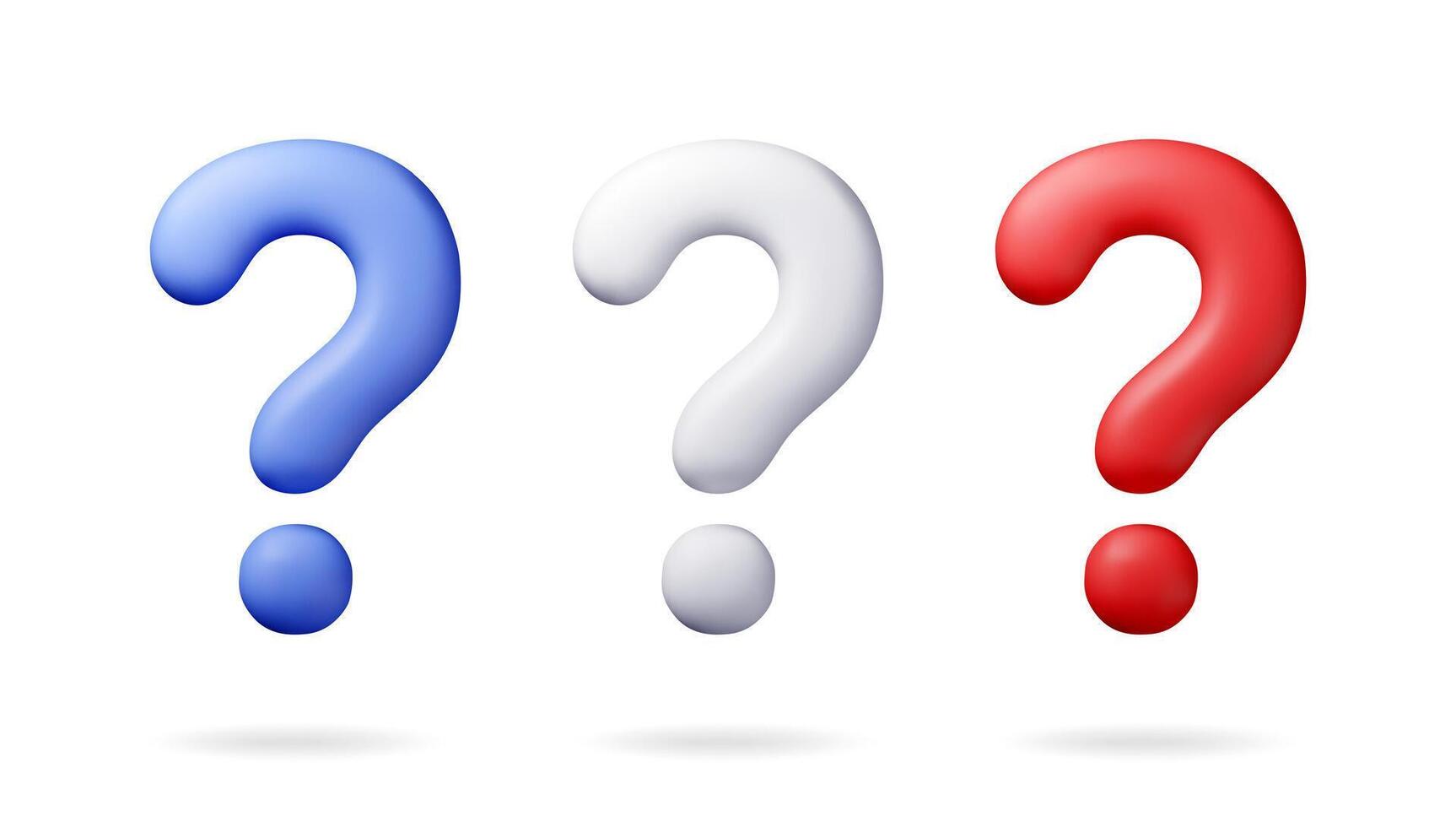 3D question mark isolated on white. Render question symbol. Thin realistic icon. Concept of FAQ, support and help. Problem, survey, information. vector