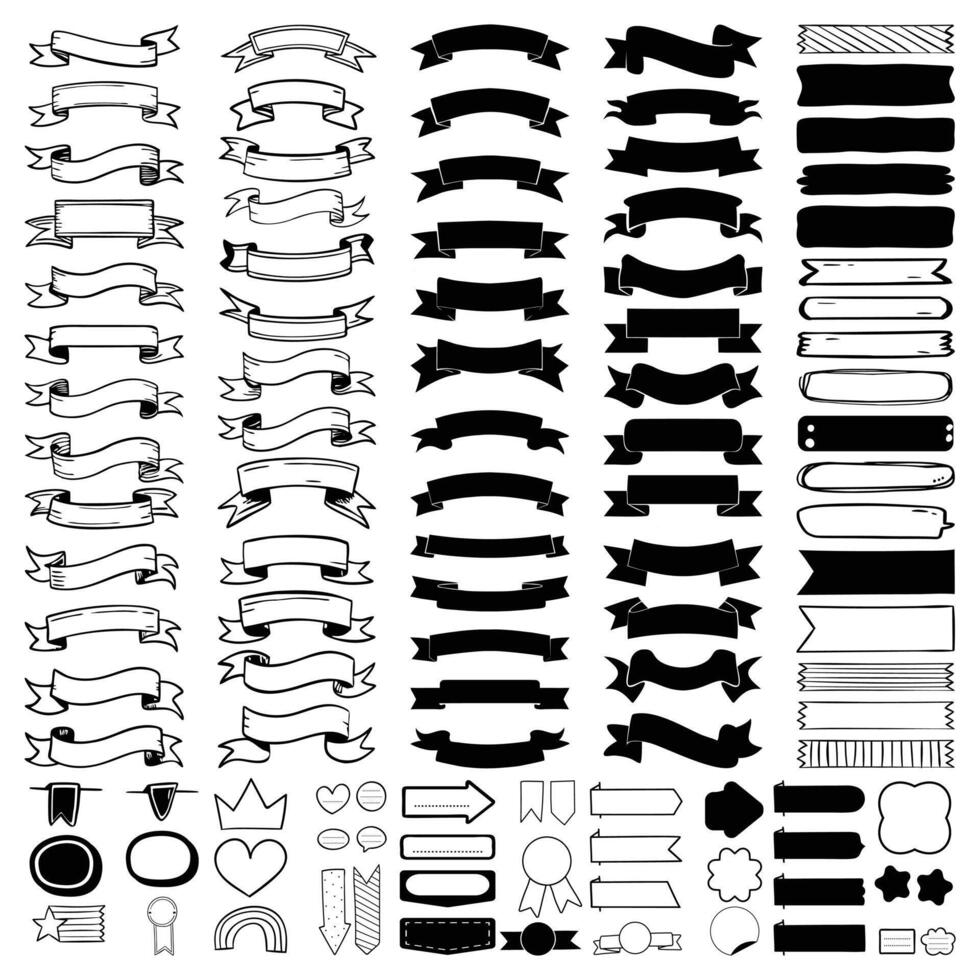 Vintage Banner Ribbon Clipart . Ribbons banner. Ribbon elements. Starburst label. Vintage. Modern simple ribbons collection. vector