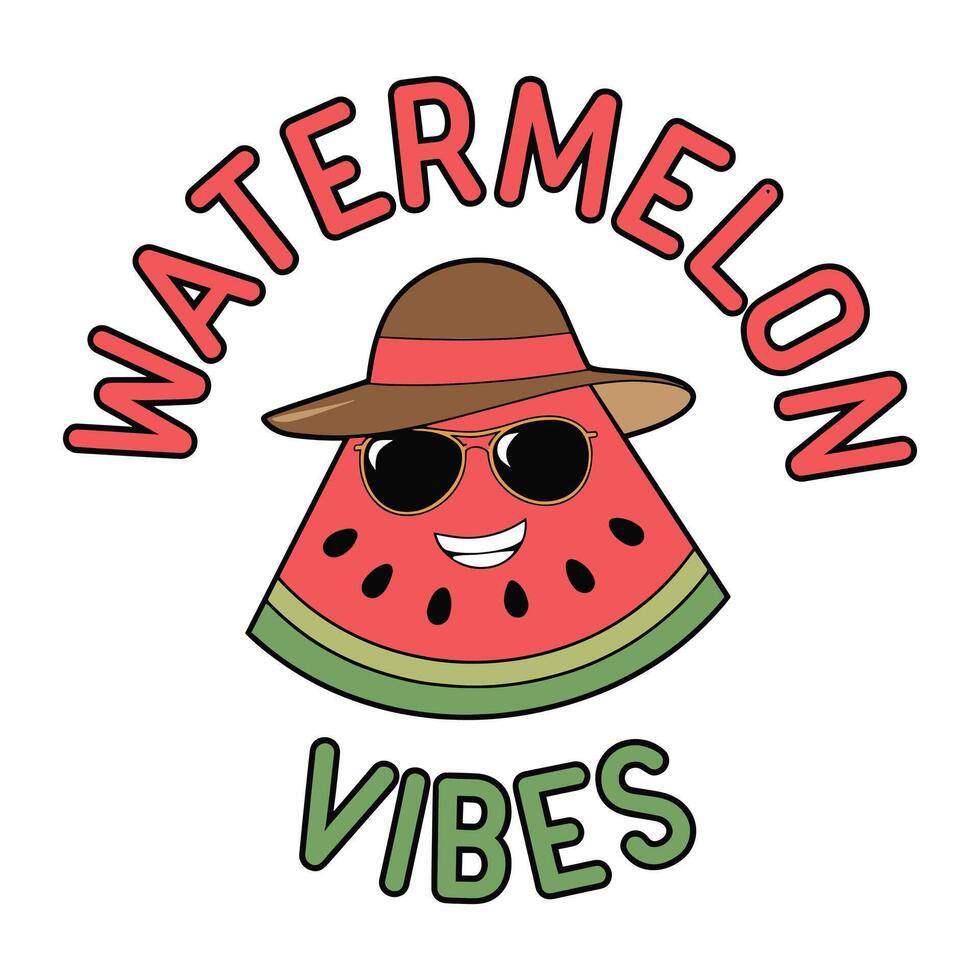 Watermelon Vibes T Shirt Design vector