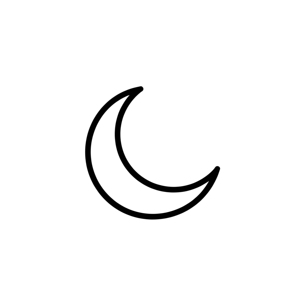 a minimalist outline icon of a crescent moon png