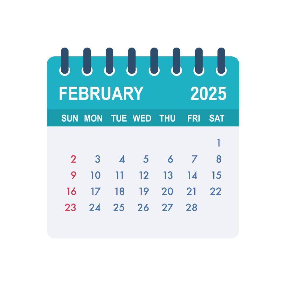 February 2025 Calendar Page Showing Days and Dates vector