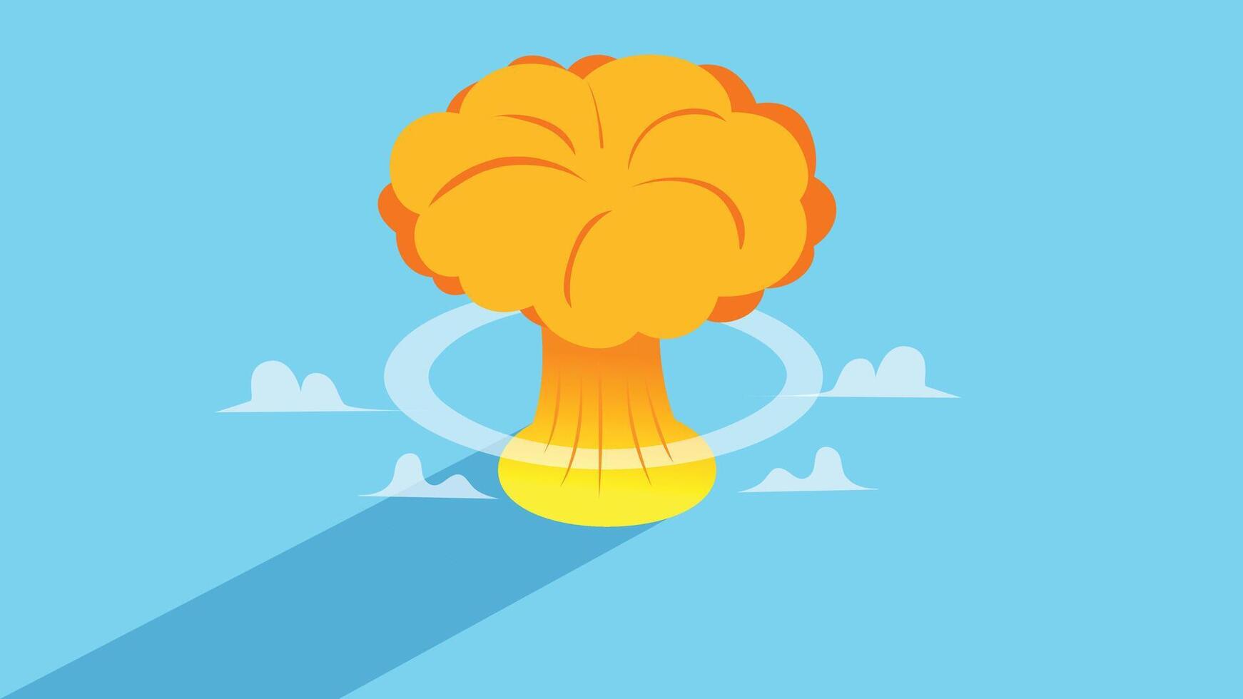 nuclear explosion isometric design vector